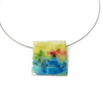 Hand Painted Square Enamel Pendant