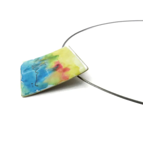 Hand Painted Square Enamel Pendant