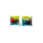 Hand Painted Enamel Square Stud Earrings
