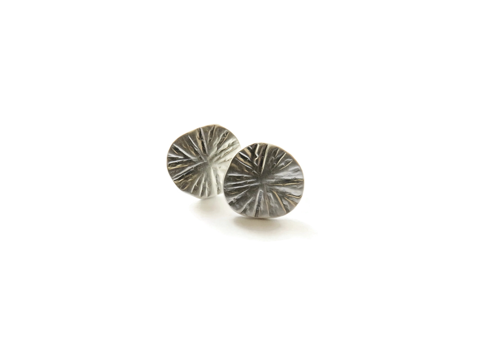 Textured Round Silver Plated Stud Earrings
