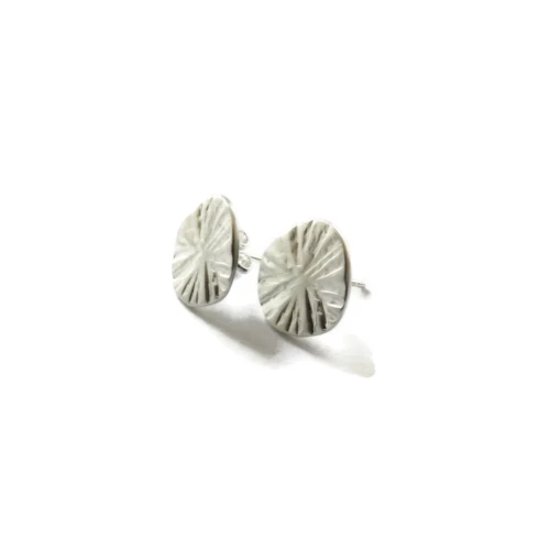 Textured Round Silver Plated Stud Earrings