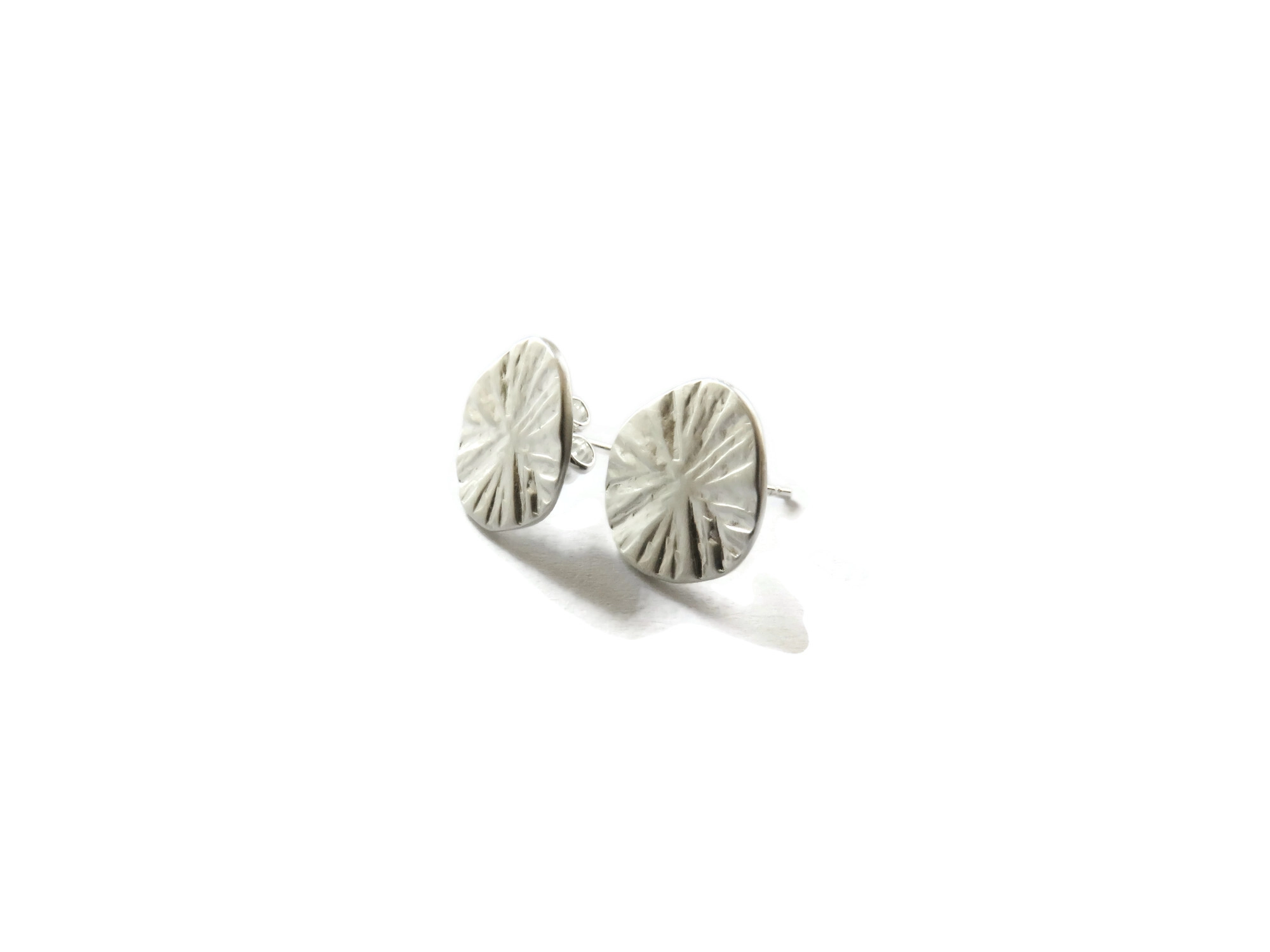Textured Round Silver Plated Stud Earrings