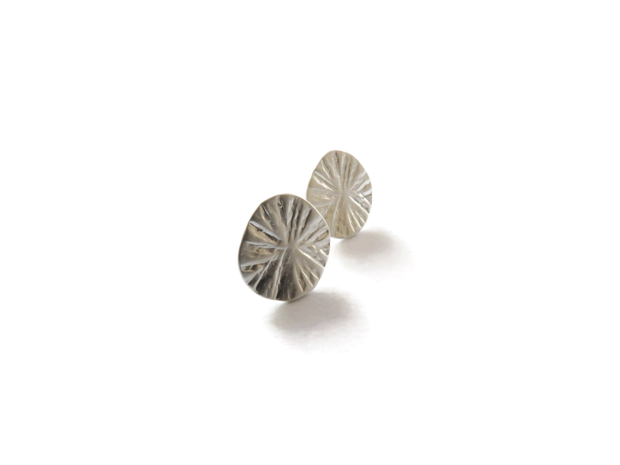 Textured Round Silver Plated Stud Earrings
