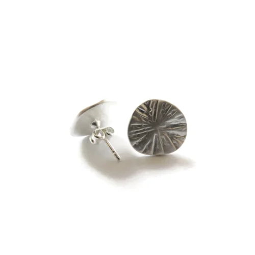 Textured Round Silver Plated Stud Earrings
