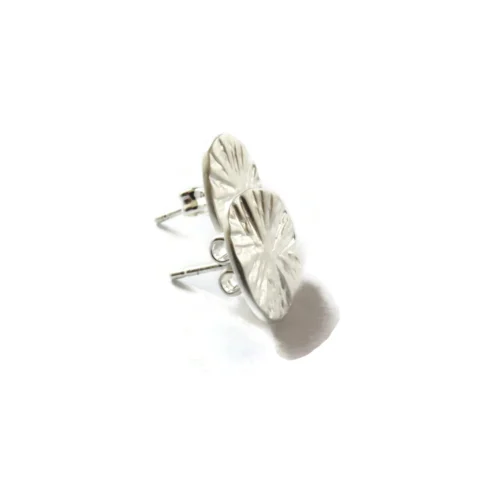 Textured Round Silver Plated Stud Earrings