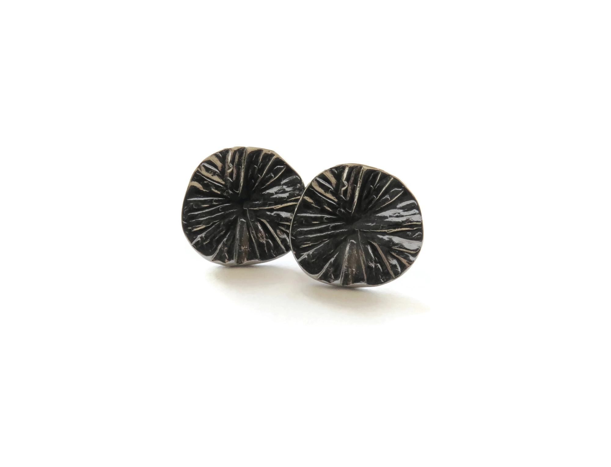 Black Plated Textured Stud Earrings