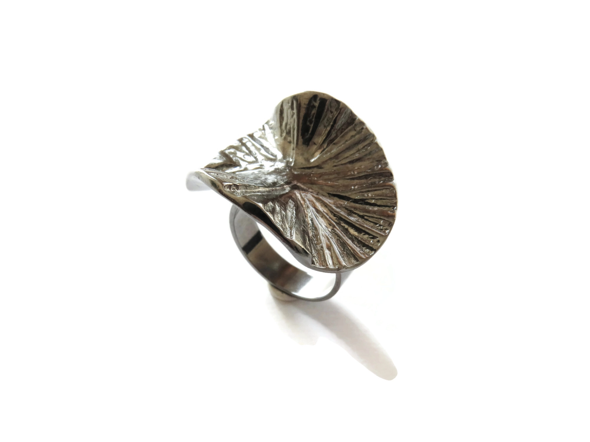 Adjustable Ruthenium Plated Statement Ring