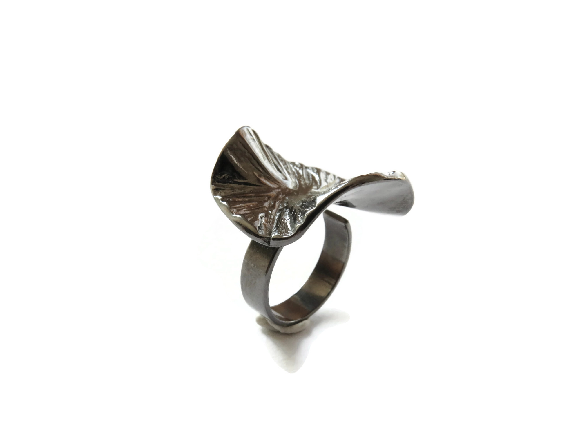 Adjustable Ruthenium Plated Statement Ring