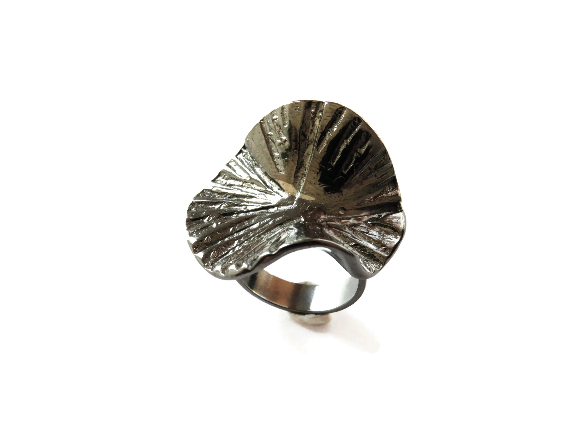 Adjustable Ruthenium Plated Statement Ring