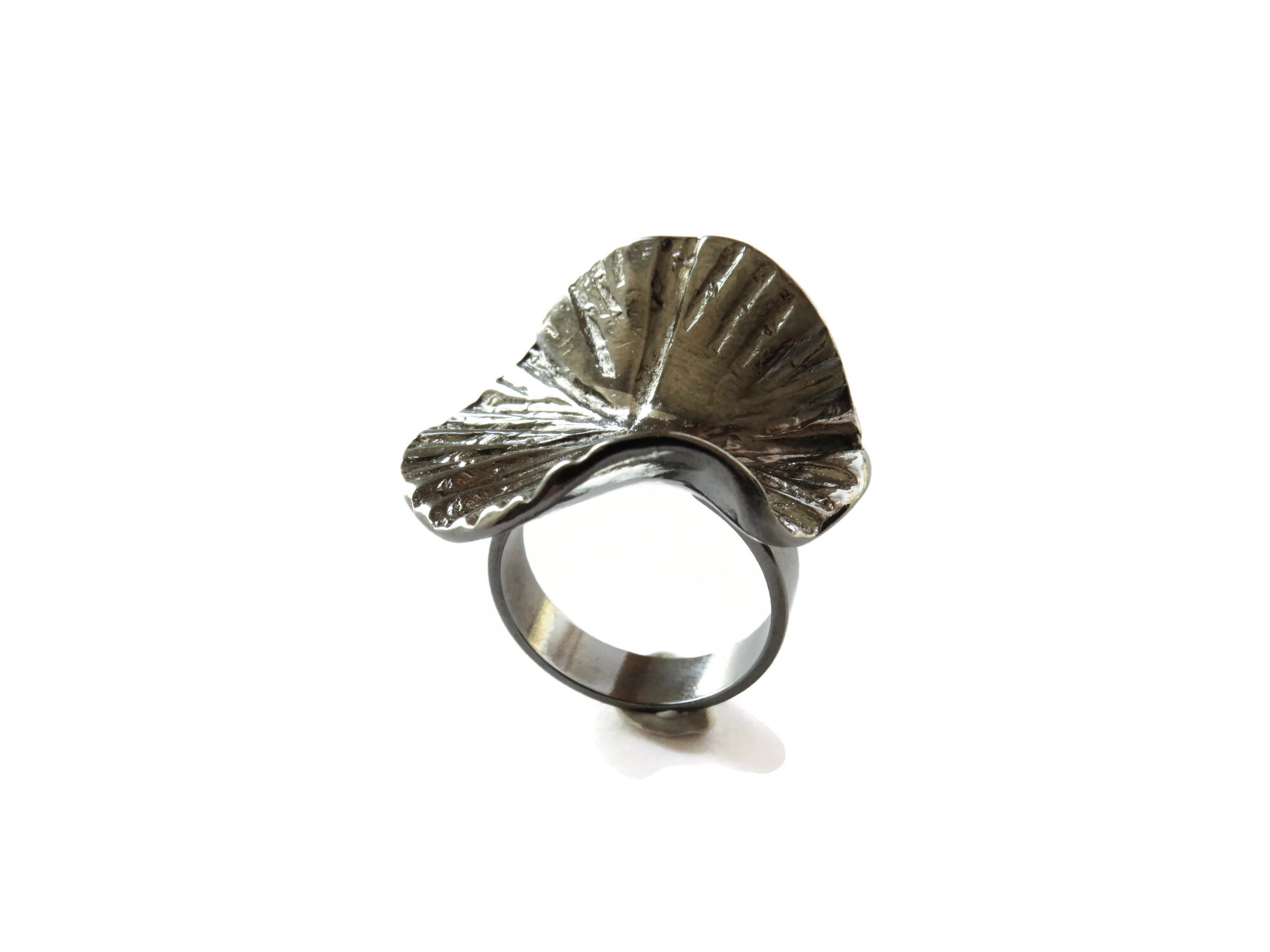 Adjustable Ruthenium Plated Statement Ring