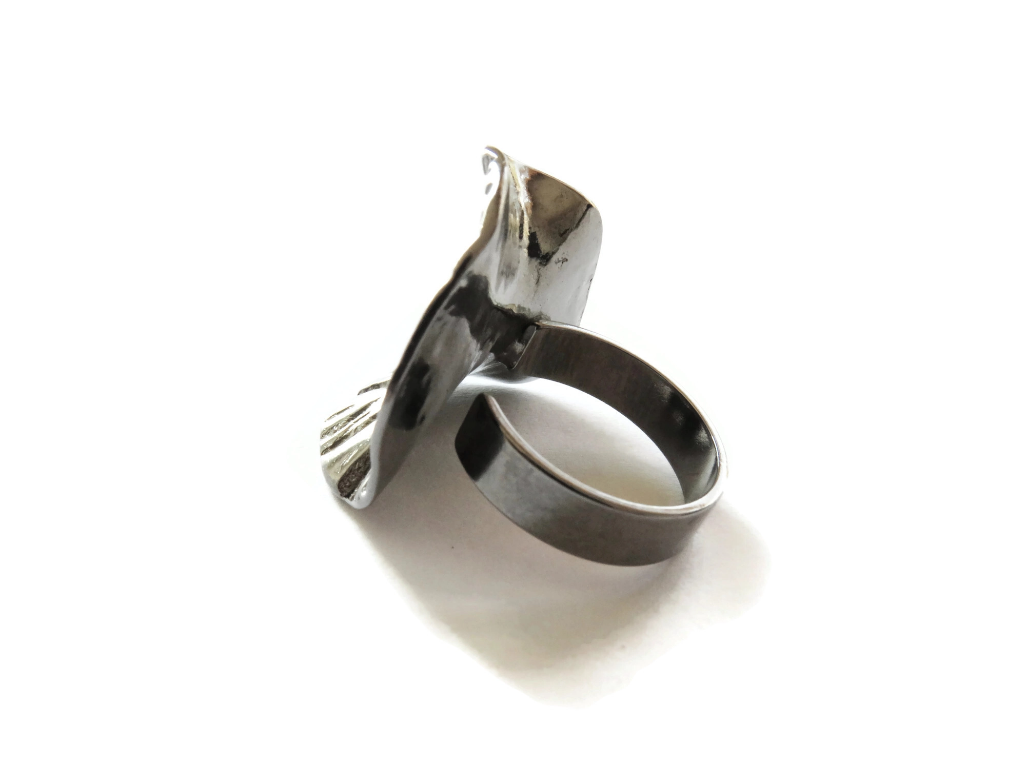 Adjustable Ruthenium Plated Statement Ring