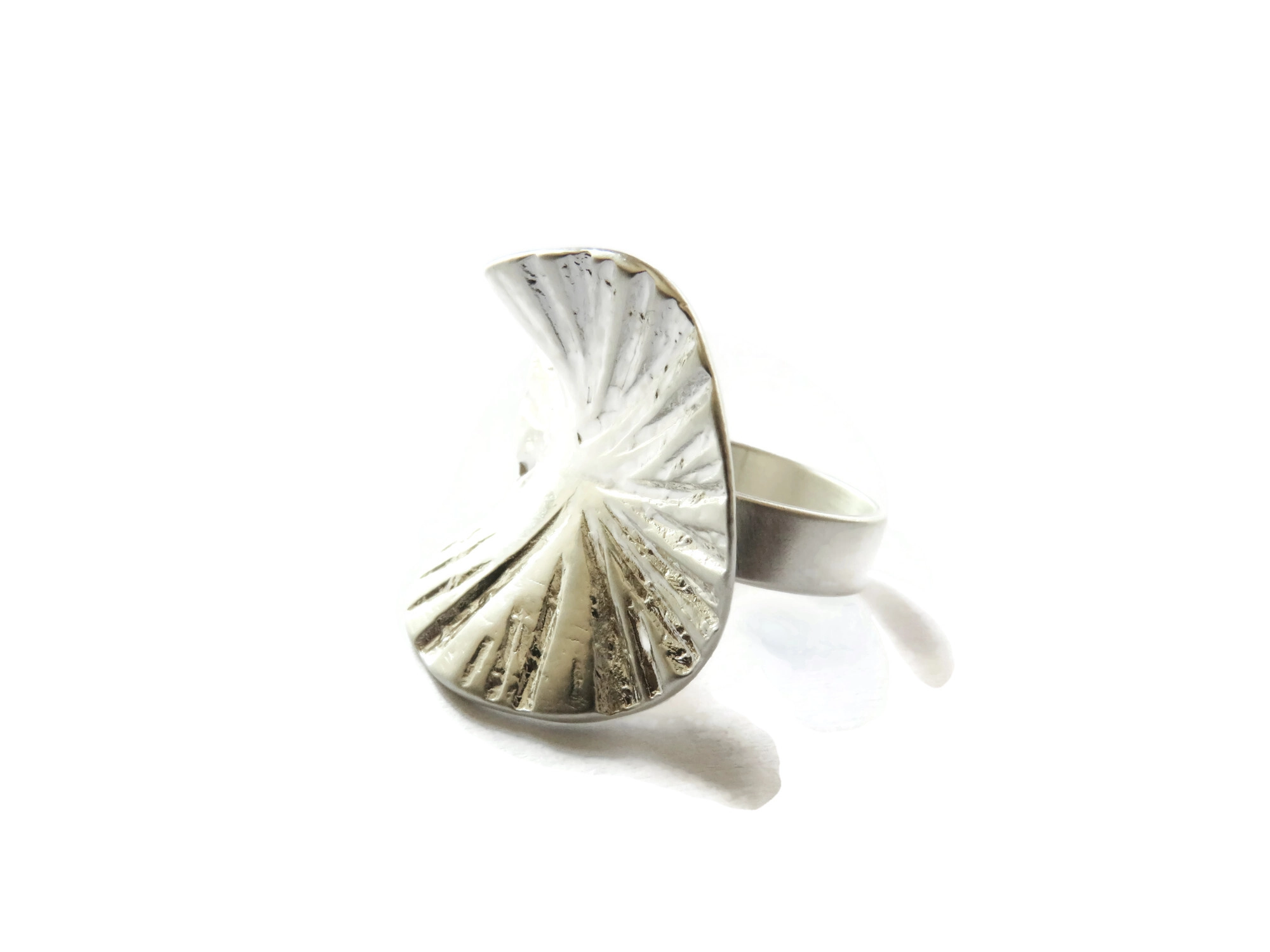 Large Adjustable Silver Plated Statement Ring