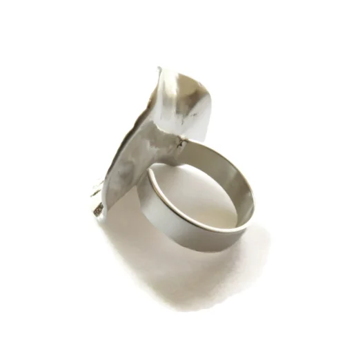 Large Adjustable Silver Plated Statement Ring