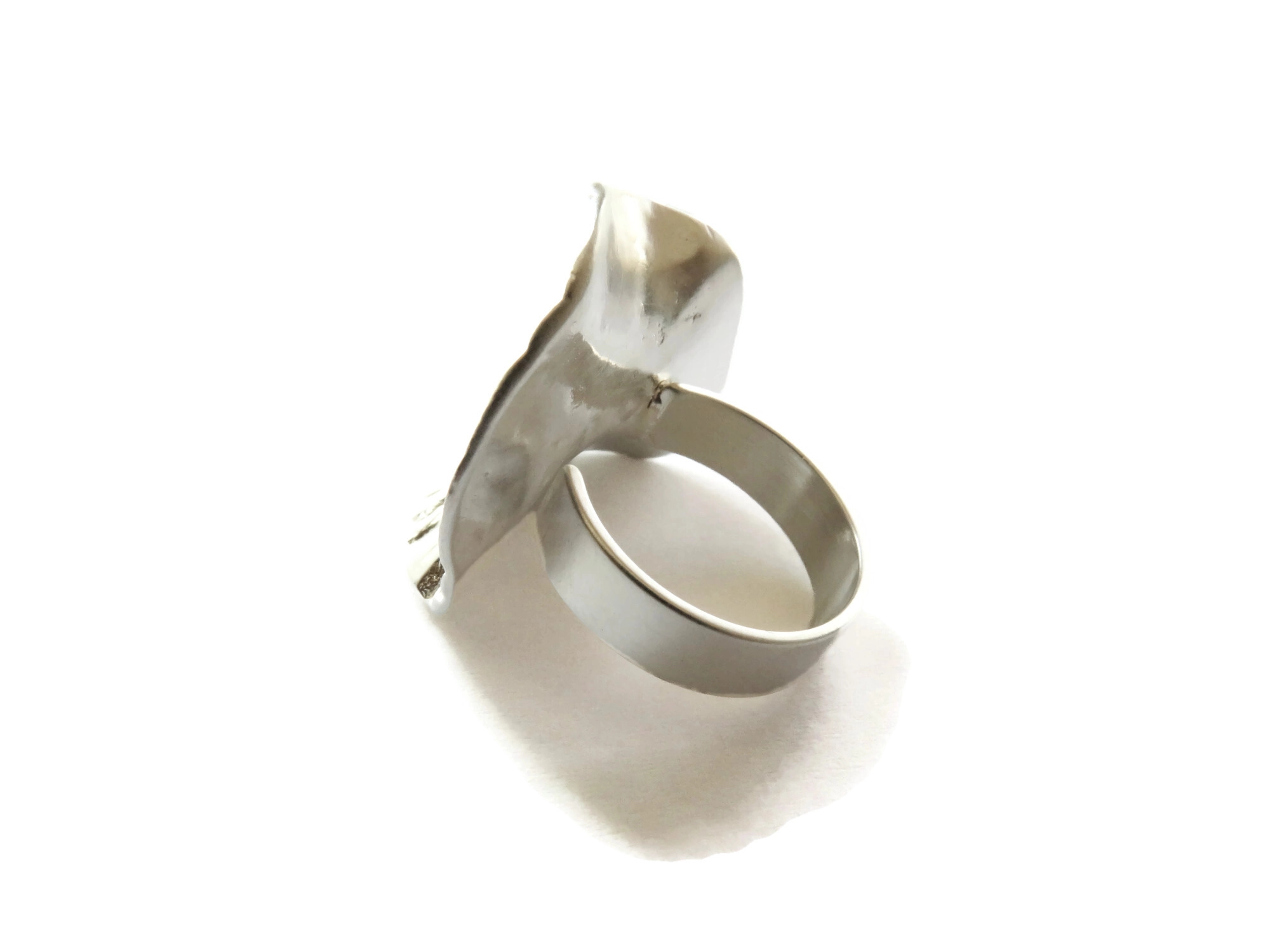 Large Adjustable Silver Plated Statement Ring