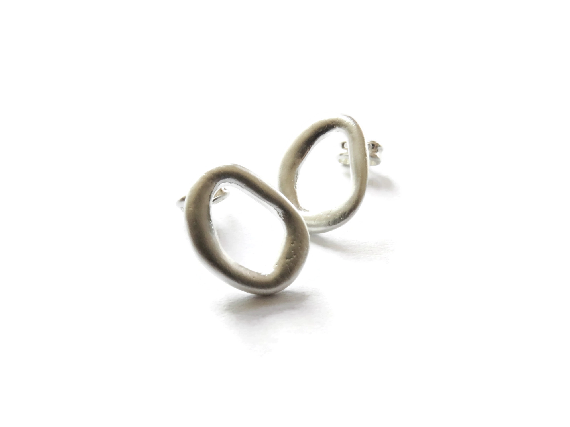 Matte Silver Plated Sculptural Earrings