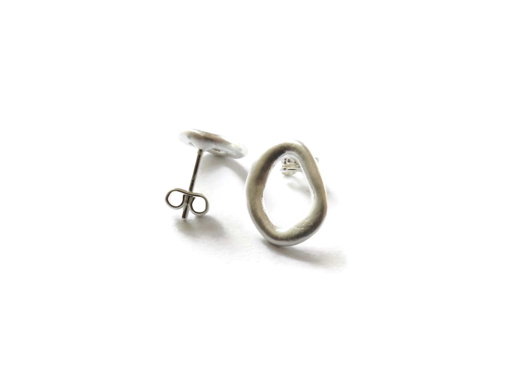 Matte Silver Plated Sculptural Earrings