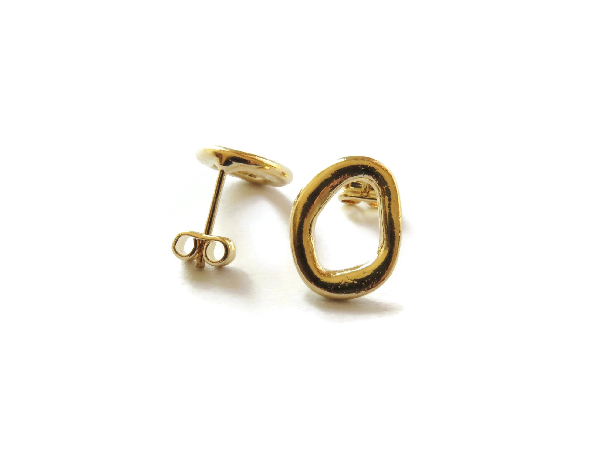 Gold Plated Sculptural Stud Earrings