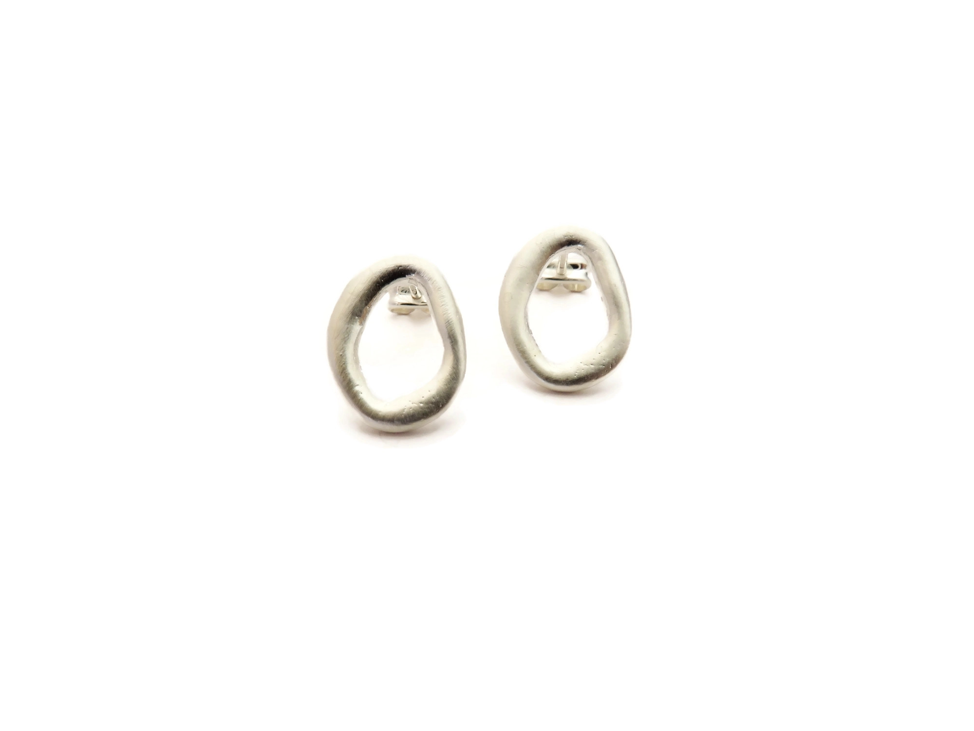 Matte Silver Plated Sculptural Earrings