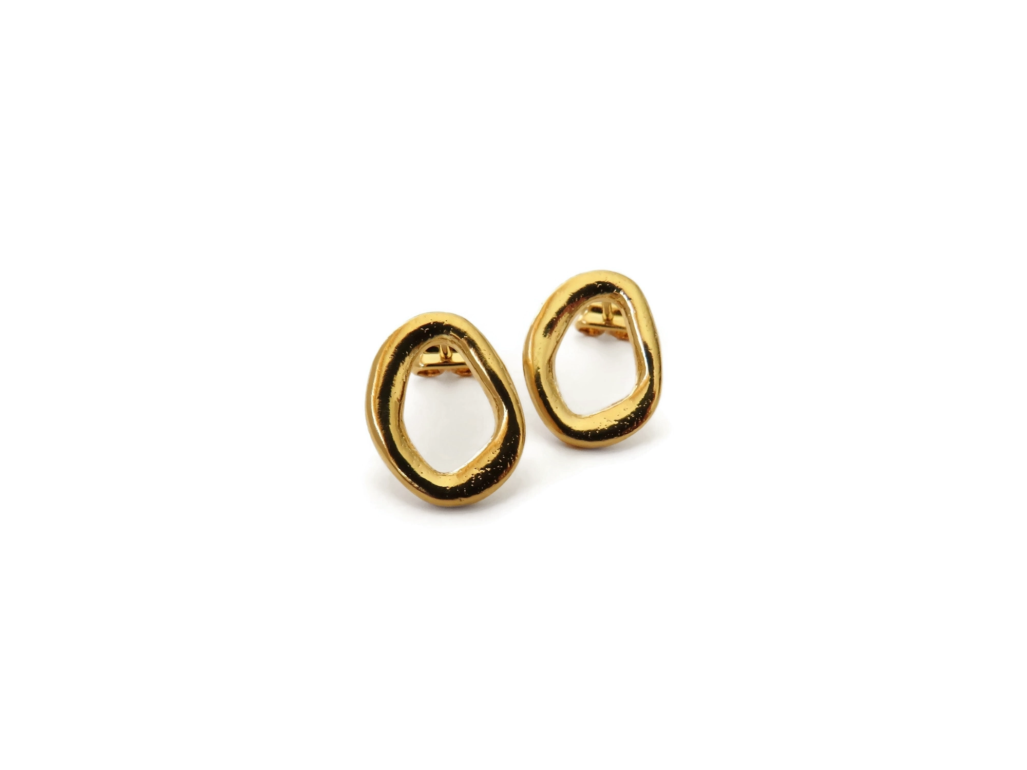 Gold Plated Sculptural Stud Earrings