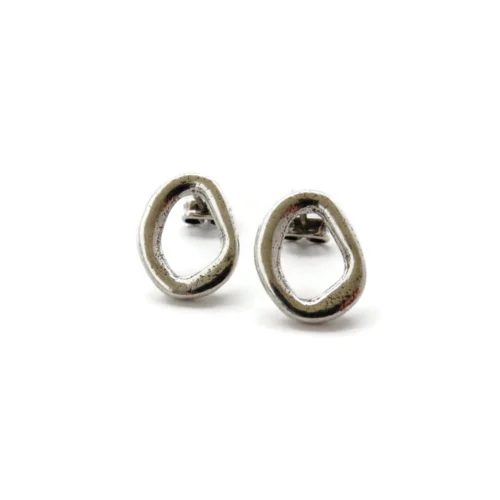Antique Silver Plated Sculptural Earrings