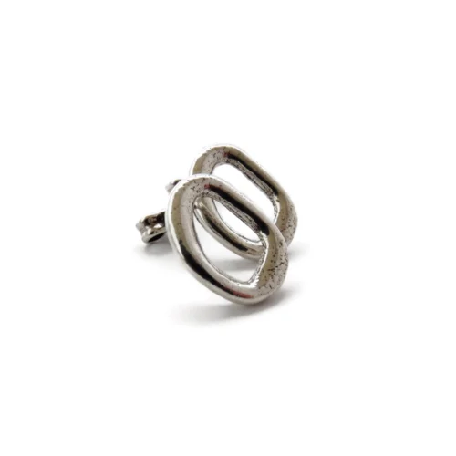 Antique Silver Plated Sculptural Earrings