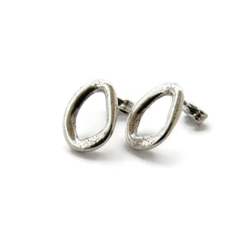 Antique Silver Plated Sculptural Earrings
