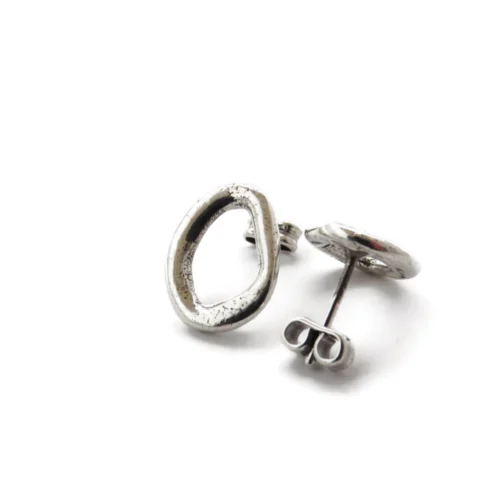 Antique Silver Plated Sculptural Earrings