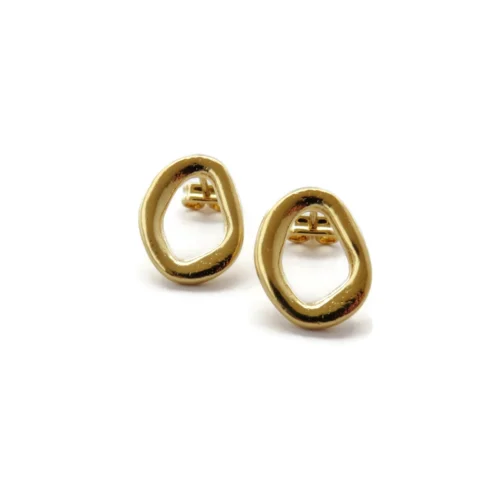 Gold Plated Sculptural Stud Earrings