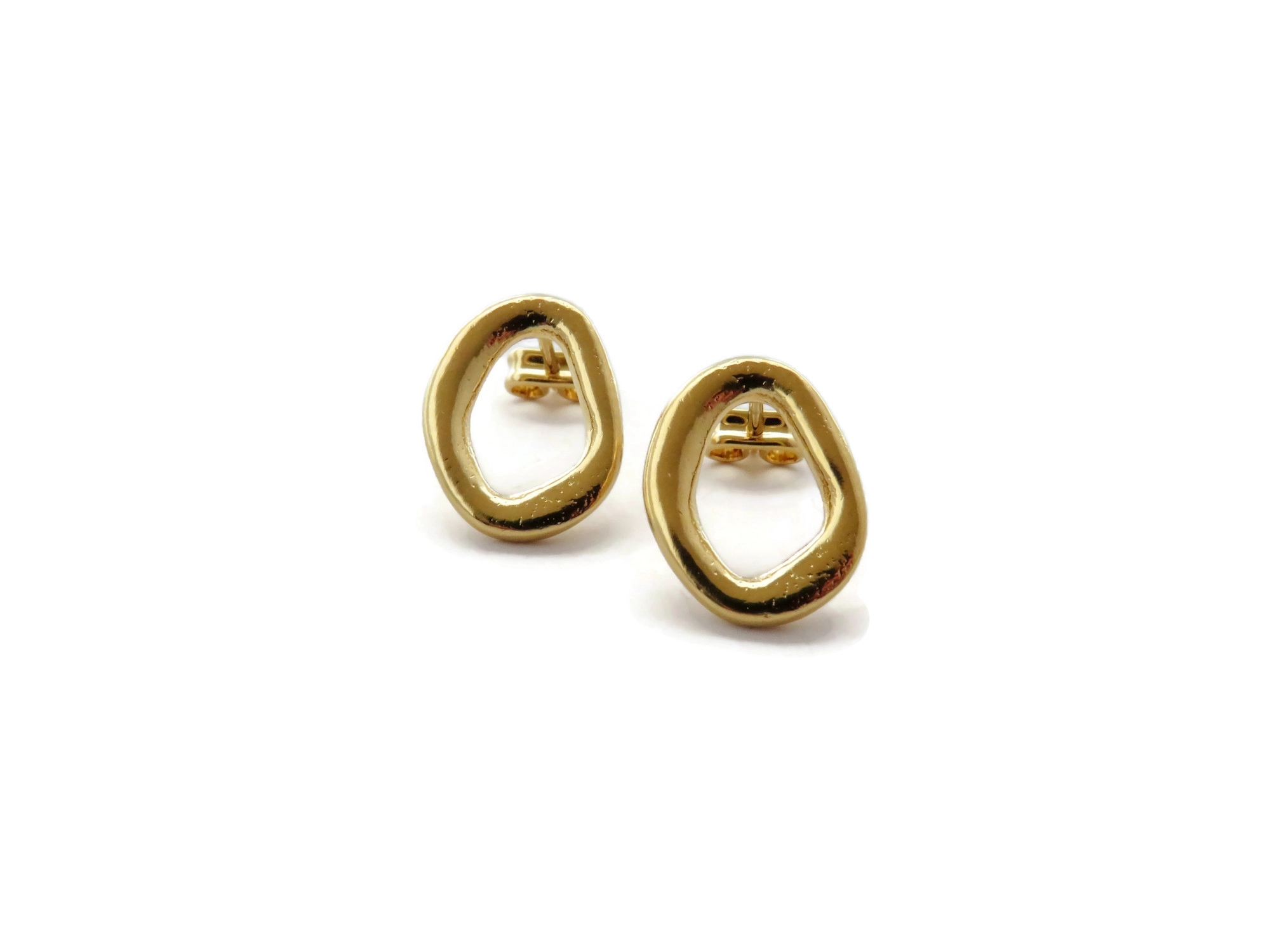 Gold Plated Sculptural Stud Earrings