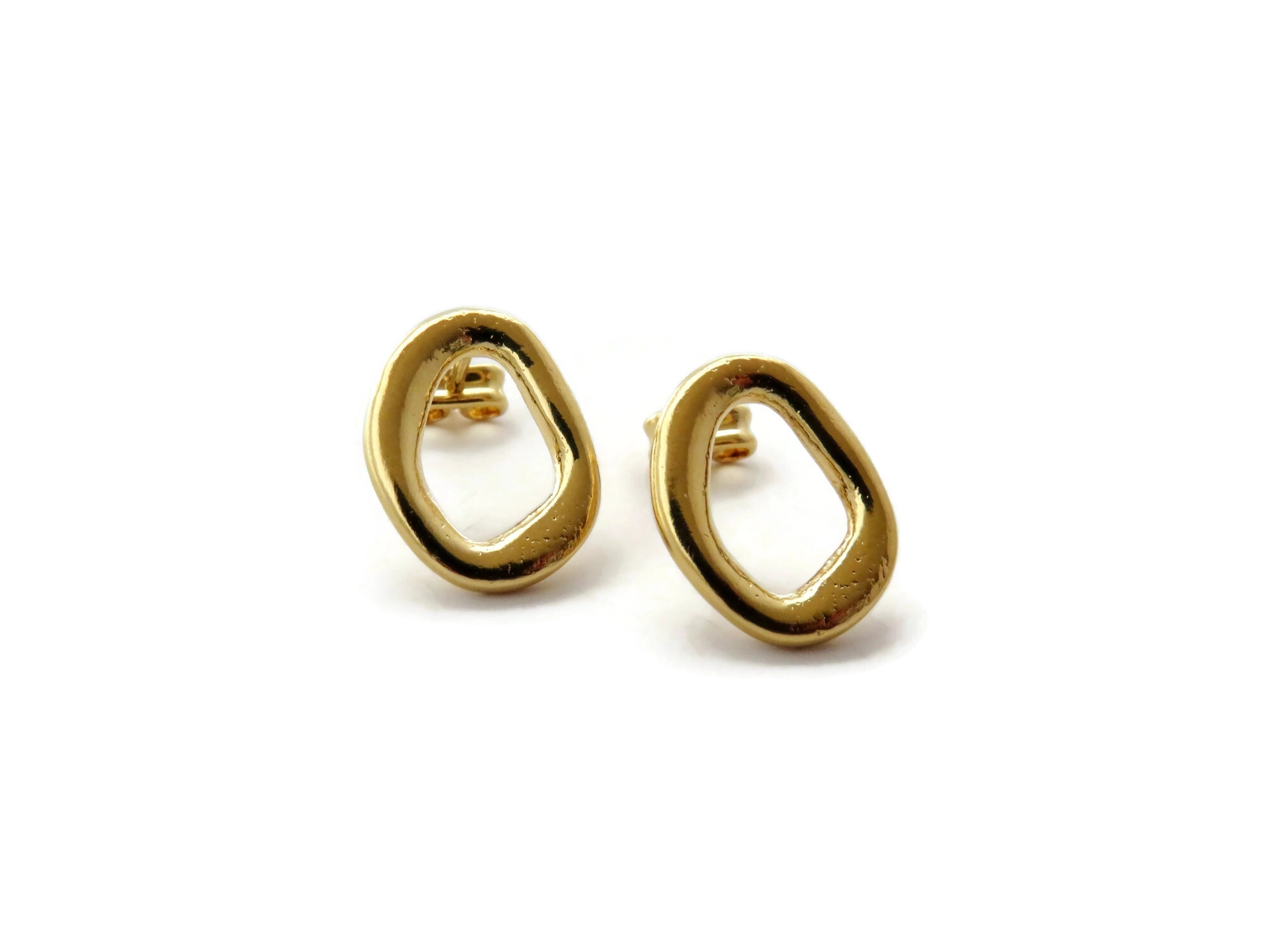Gold Plated Sculptural Stud Earrings