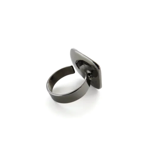 Black Ruthenium Pearl Adjustable Ring