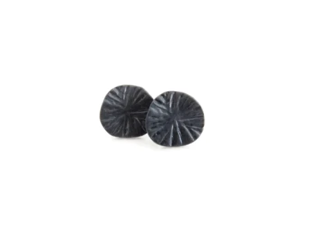 Oxidized Silver Plated Textured Stud Earrings