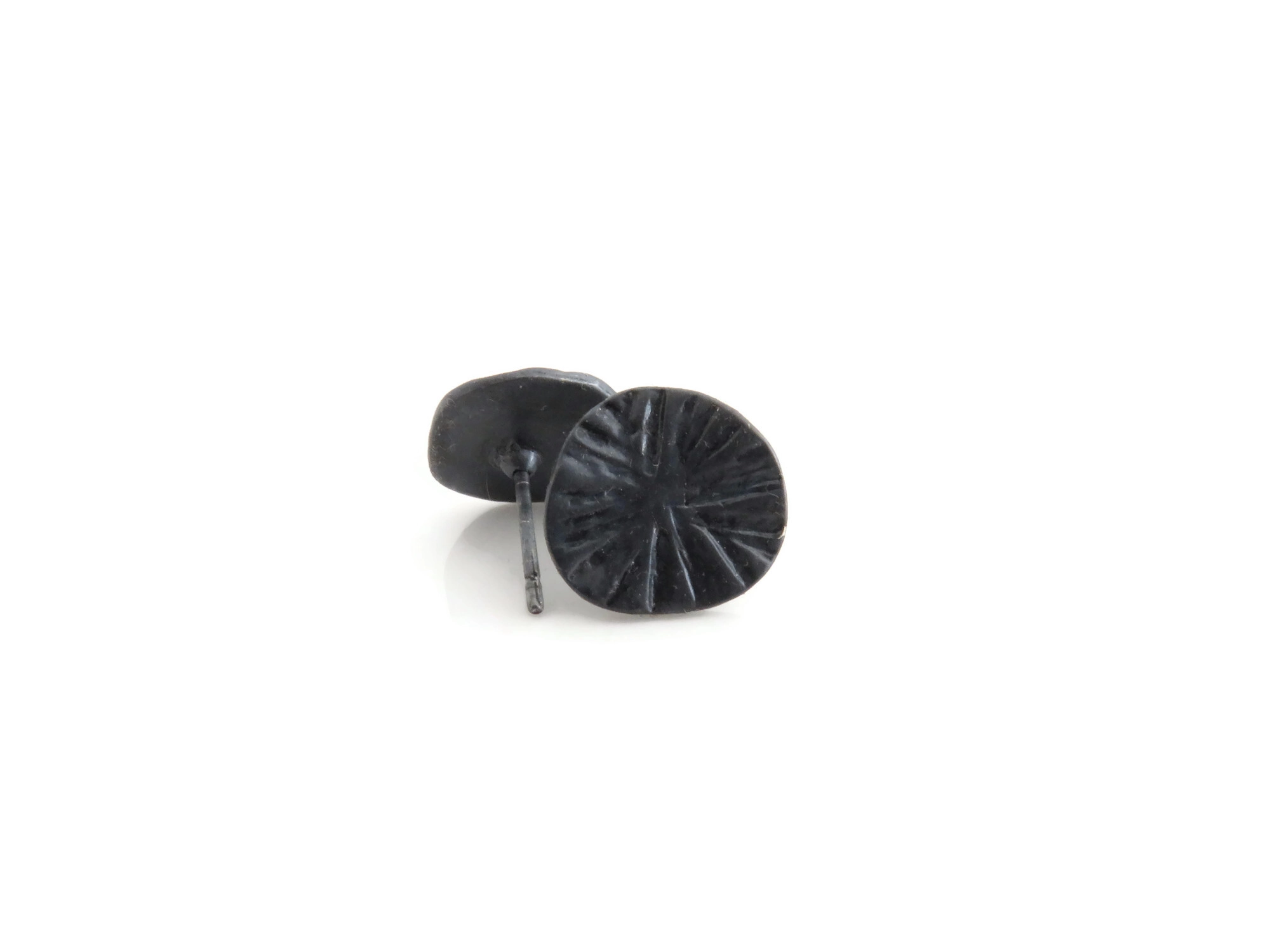 Oxidized Silver Plated Textured Stud Earrings