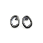 Oxidized Silver Plated Oval Stud Earrings