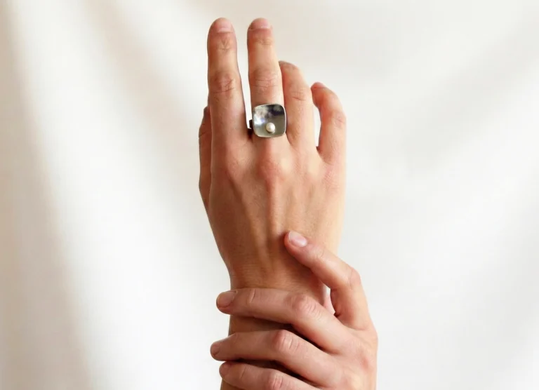 Black Ruthenium Pearl Adjustable Ring