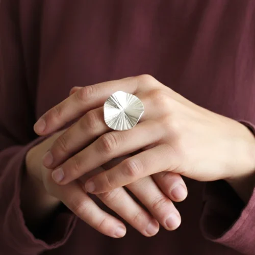 Large Adjustable Silver Plated Statement Ring