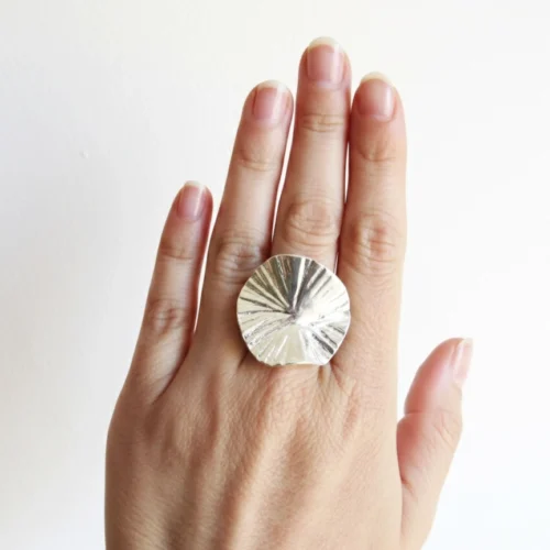 Large Adjustable Silver Plated Statement Ring