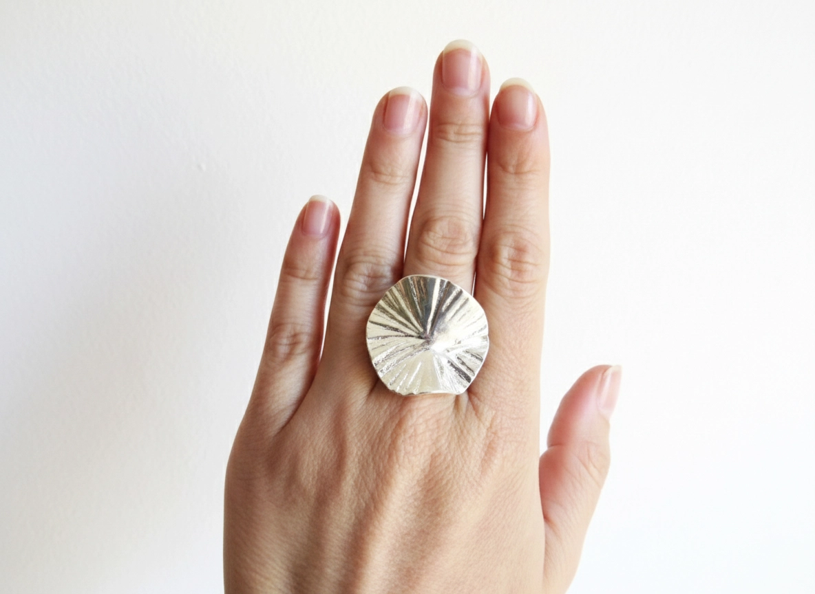 Large Adjustable Silver Plated Statement Ring