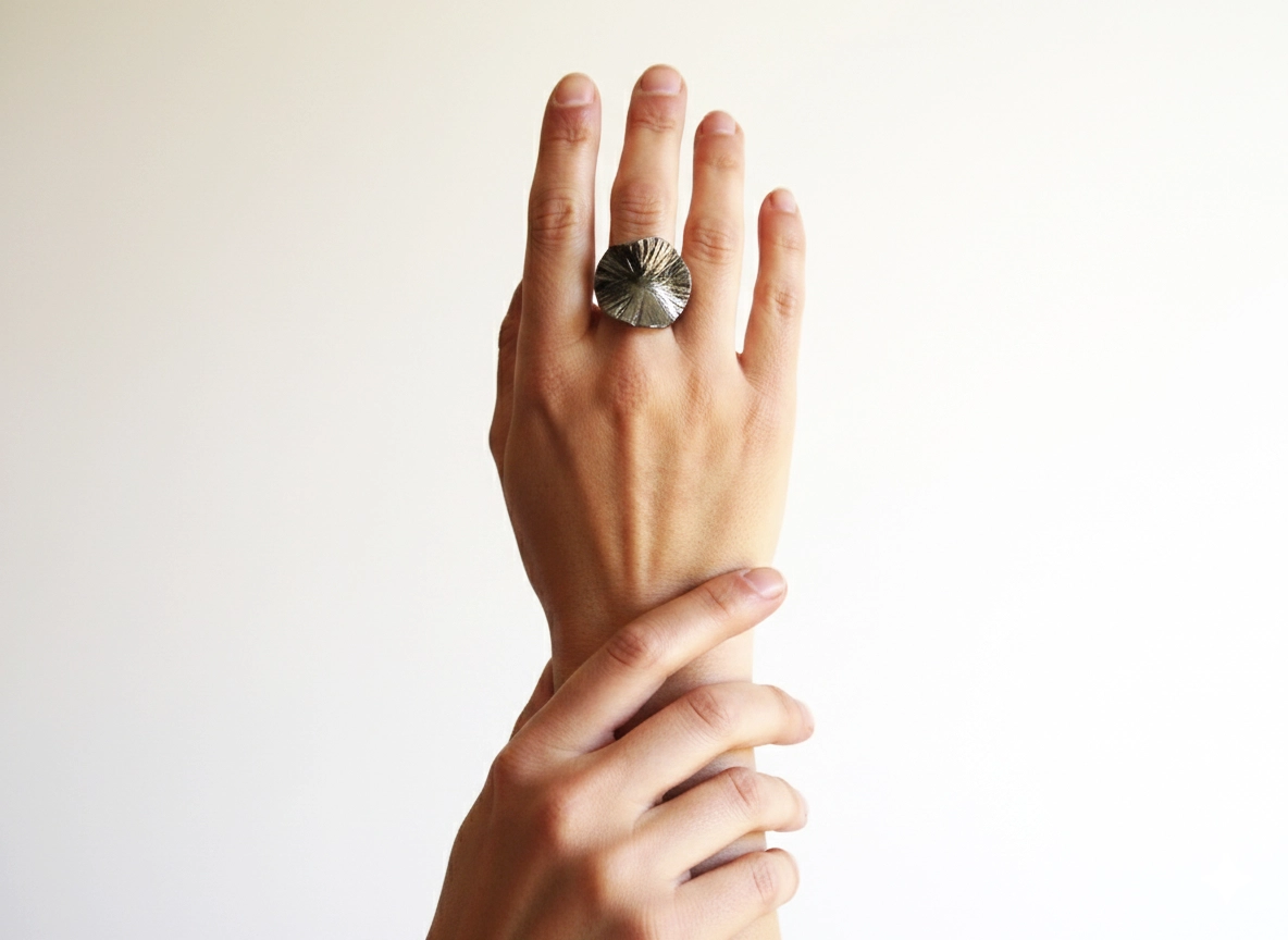 Adjustable Ruthenium Plated Statement Ring