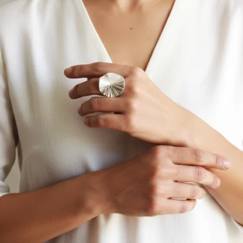 Large Adjustable Silver Plated Statement Ring
