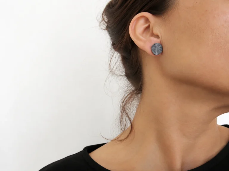 Oxidized Silver Plated Textured Stud Earrings