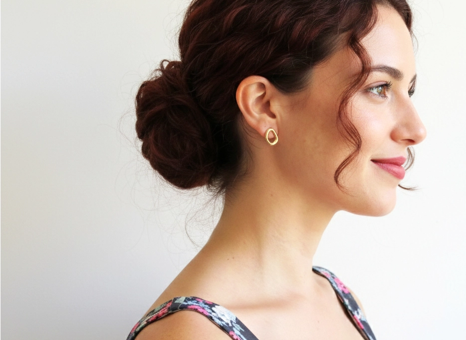 Gold Plated Sculptural Stud Earrings