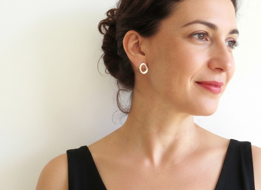 Matte Silver Plated Sculptural Earrings