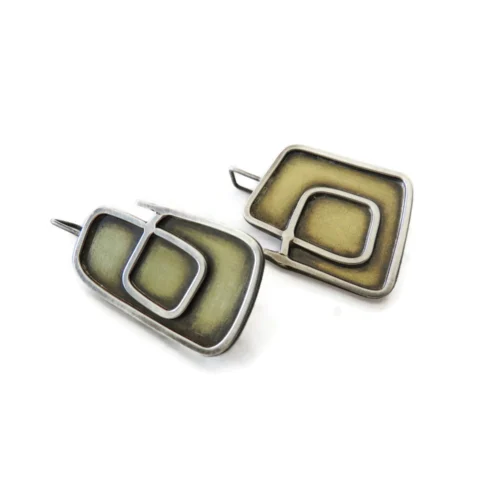 Asymmetric Brass and Silver Earrings