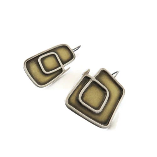 Asymmetric Brass and Silver Earrings
