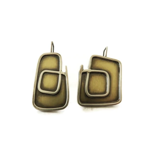 Asymmetric Brass and Silver Earrings