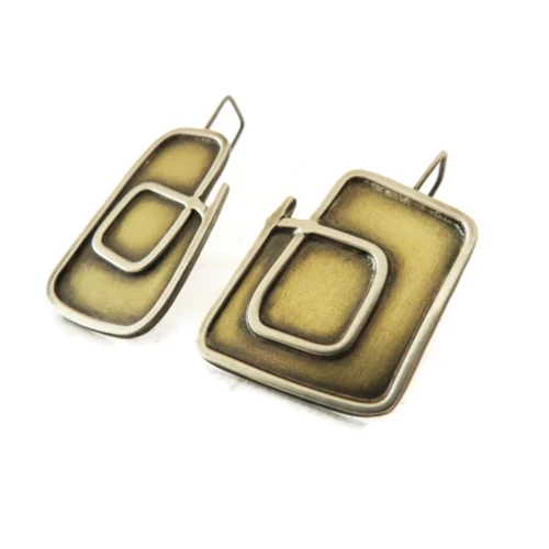 Asymmetric Brass and Silver Earrings