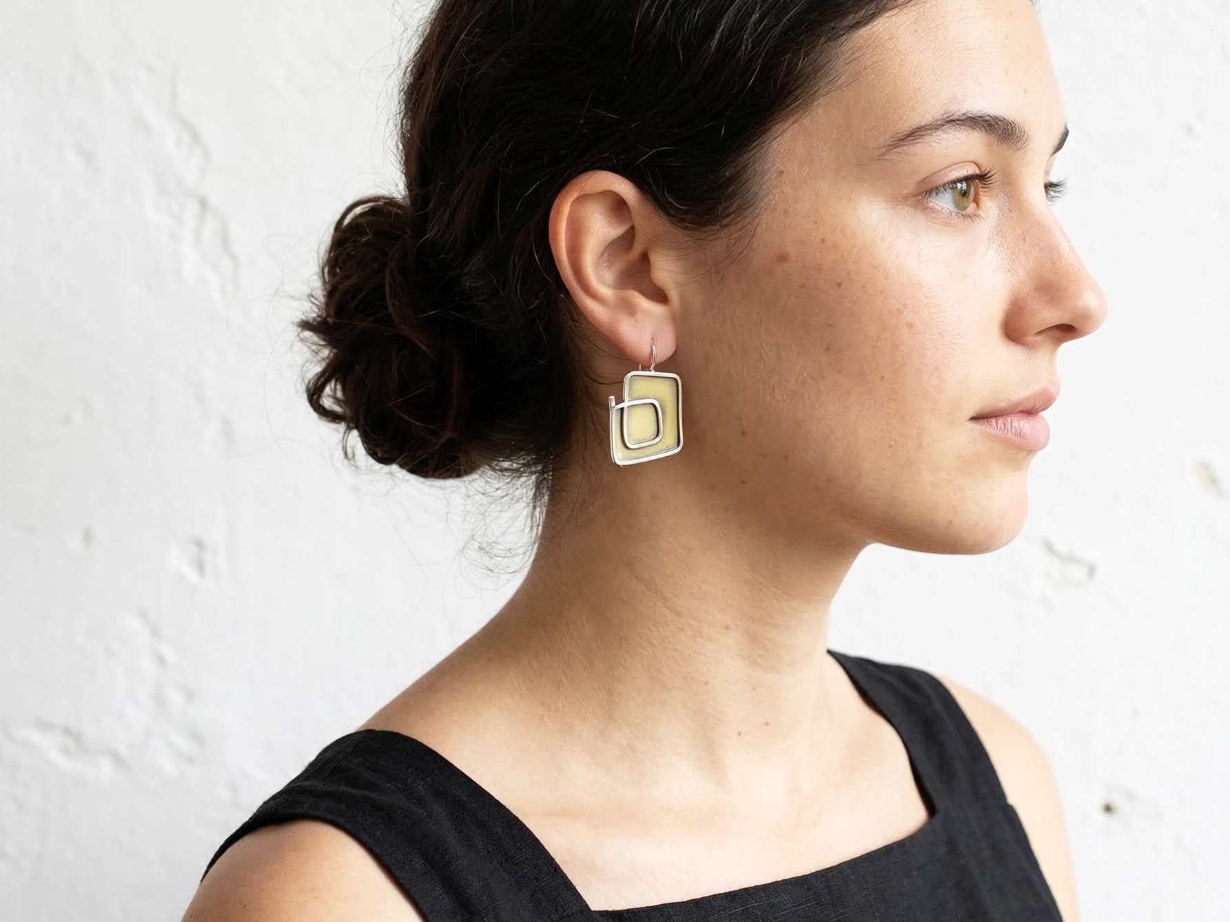 Asymmetric Brass and Silver Earrings