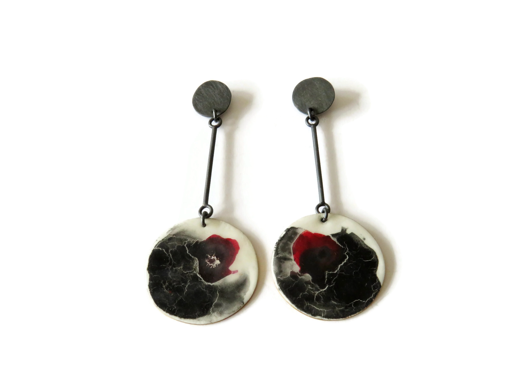 Long Enamel Drop Earrings