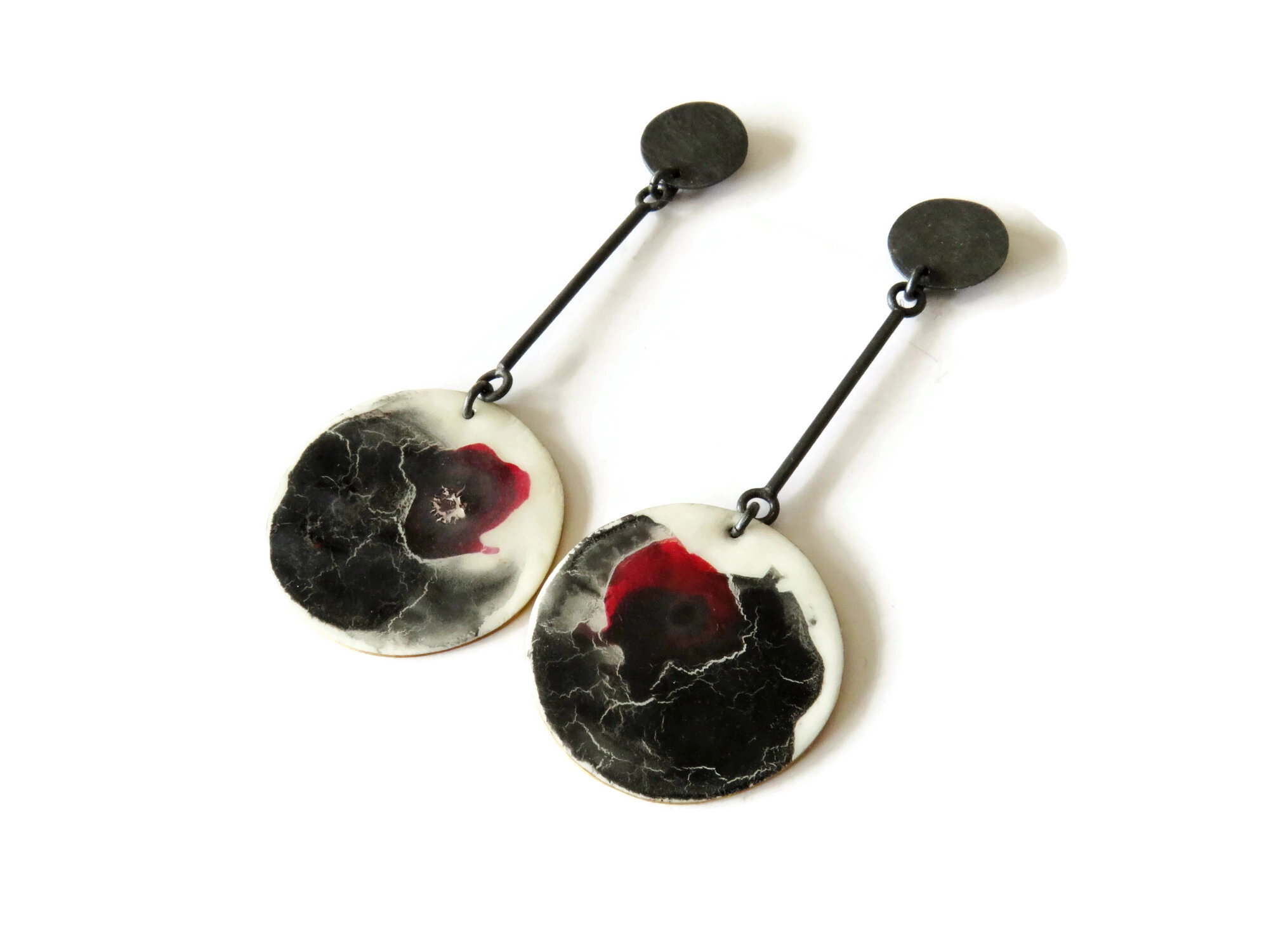 Long Enamel Drop Earrings